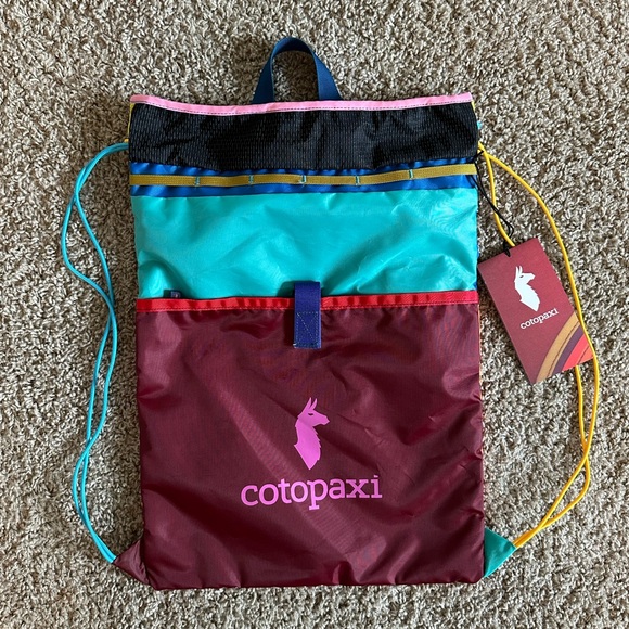 Cotopaxi Colorful Drawstring Bag with Red and Teal - Picture 1 of 2